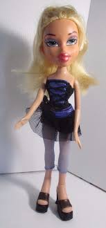 Bratz Doll Long Light Blonde Hair Black Top Skirt Tights Brown High Heels Bratz Light Blonde Hair Brown High Heels Light Blonde