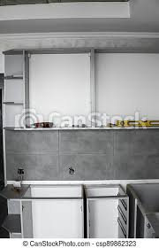 Maybe you would like to learn more about one of these? Custom Kitchen Cabinets Installation Without A Furniture Facades Mdf Gray Modular Kitchen From Chipboard Material On A Canstock