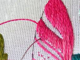 Thread Painting And Silk Shading Embroidery Techniques And Projects Worked In Tapestry Shading It Shows The Lines Of Split Stitch That Are Embroidered First Before Being Covered Thread Painting Embroidery Tutorials Embroidery