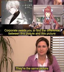 A very cute otome game with a good story involving text messages~ ^^ | see more about mystic messenger, anime and 707. Same Character Different Fandom Monika Is More Unhinged Tho Lol Mysticmessenger