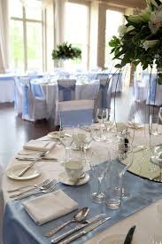 Wedding Decorations Uk Blue Sky Blue Table Runner And Sashes Stubton Hall Www Blue Table Runner Baby Blue Weddings Blue Table Decorations