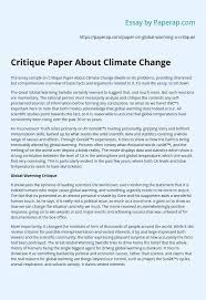 Second, consistency between the personal assessments and the raters' assessments of learners' writings; Critique Paper About Climate Change Essay Example