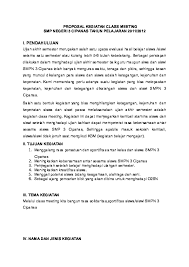 Semoga proposal ini dapat memberikan gambaran sekaligus sebagai bahan pertimbangan bagi selama kegiatan berlangsung. Proposal Class Meeting Doc Tulisan