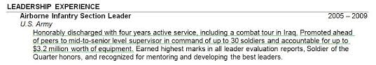 my military experience on my resume