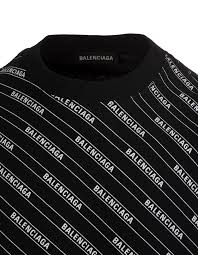 Great savings & free delivery / collection on many items. Man Black T Shirt With All Over Logo Stripes Balenciaga Russocapri