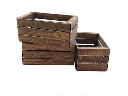 3 Small Wooden Crates Fully Assembled And Dyed Dark Brown Etsy Small Wooden Crates Wooden Crates Crates
