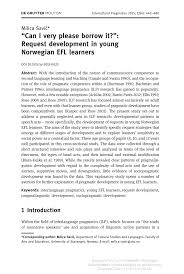 PDF) “Can I very please borrow it?”: Request development in young Norwegian  EFL learners
