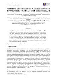 Hence, despite a wealth of. Pdf Assessing Customer Complaints Behaviour Towards Services Delivered In Restaurant