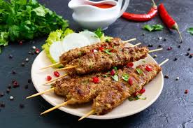 Lula Kebab Is A Traditional Arabic Dish Meat Shashlik On Wooden Skewers On Black Background Paid Ad Affiliate Ar Doner Kebabs Vegetable Kebabs Kebab