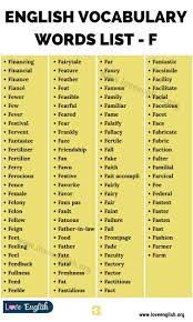 Words That Start With F 320 Common Words Beginning With Letter F In English Love English English Vocabulary Words English Vocabulary Words