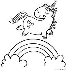 Long mane unicorn on rainbow. Magic Cute Unicorn Walking On Rainbow A4 Coloring Pages Printable