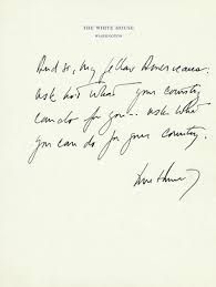 Jfk S Handwritten Quote Ask What You Can Do For Your Country