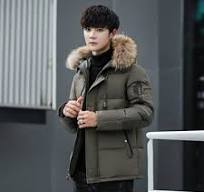Men Duck Down Quilted Padded Puffer Jacket Faux Fur Hooded Bubble Top Parka  Coat | eBay