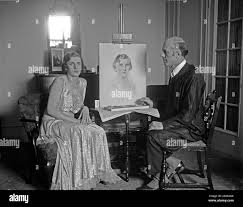 Helen Eames Doherty with portrait artist ca. 1931 Stock Photo