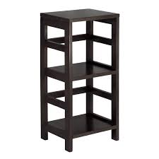 Store heavier objects in the lower level of the wooden bookshelf while protecting precious items in the shelf above. Winsome Wood Leo 29 21 In X 13 39 In X 11 22 In Wood Espresso 2 Tier Storage Bookshelf 92314 Rona