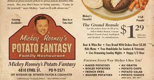 Get notified when potatoe chronicles is updated. Jim Leff S Slog Mickey Rooney S Potato Fantasy