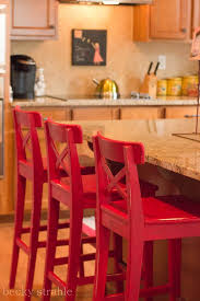 Ikea Stools Painted With Diy Chalk Paint Red On Top Black Or Some Other Color On Bottom Red Dining Chairs Painted Bar Stools Bar Stools
