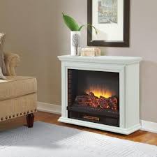 Hampton Bay Derry 32 In Compact Infrared Electric Fireplace In White 25 791 50 Y The Home Depot White Electric Fireplace Portable Fireplace Freestanding Fireplace