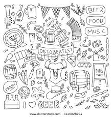 Oktoberfest Doodle With Beer Mug Bottle Barrel Sausage Etc Oktoberfest Gekritzel Bier