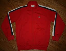 Izod Lacoste Vintage Zip Track Jacket Mens Medium Red