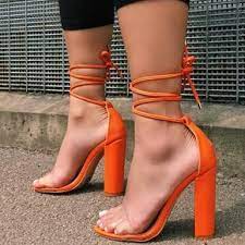 Orange Harley Clear Lace Up Block Heels Don T Miss Them On Your Next Shoes Heels Shoes Heels Wedges Trendy Heels