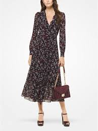 Botanical Georgette Wrap Dress Michael Kors Michael Kors Dresses Wrap Dress Autumn Fashion Women
