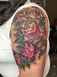 Black And Grey Flower Tattoos With Color Black And Grey To Color Half Sleeve Flower Peonies Tattoo Flower Tattoo Designs Vintage Flower Tattoo Bouquet Tattoo
