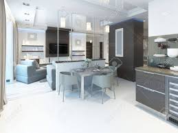 Looking to spruce up your dining area? Dining In A Studio Apartment With A Dining Table And Chairs For Three People Dining Table Served In A Contemporary Style 3d Render Stock Photo Picture And Royalty Free Image Image 64035191