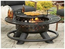 47 Ranch Fire Pit With Grill 29 Bowl Size High Temperature Paint Heavy Duty Expanded Metal Cooking G Fire Pit Cooking Grill Fire Pit Cooking Fire Pit Bbq