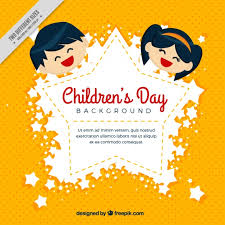 Yellow Background With Childrens Day Badge Stock Images
