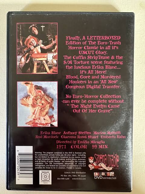 The Night Evelyn Came Out of the Grave (DVD, 1971)