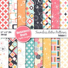 Download Retro Seamless Patterns Vol 1 Digital Paper Huckleberry Hearts