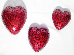Mexican Glass Mosaic Red Hearts Glass Mosaic Art Mosaic Madness Mosaic Art