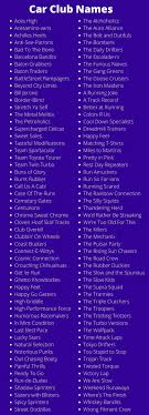 At first, copy a name design from this article. 181 Car Club Names Best For Groups Crew And Racers Thakoni