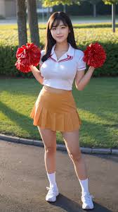 A woman in a cheerleader outfit poses for a picture - SeaArt AI