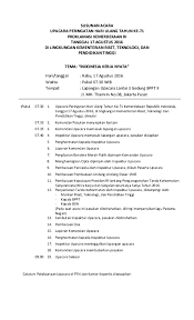 Maybe you would like to learn more about one of these? Pdf Susunan Acara Upacara Peringatan Hari Ulang Tahun Ke 71 Proklamasi Kemerdekaan Ri Tanggal 17 Agustus 2016 Dwi Bagas Academia Edu