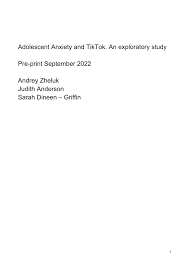 PDF) Adolescent Anxiety and TikTok. An exploratory study (PREPRINT)