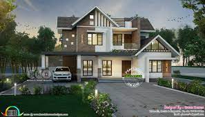 Sloping Roof Mix 4 Bedroom 3000 Sq Ft Home Kerala House Design House Design House Architecture Design