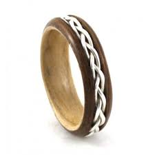 No Beginning Or End Braided Silver And Teak Wood Engagement Ring Wooden Rings Engagement Wood Rings Wooden Wedding Ring