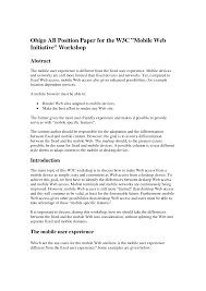 The position papers submitted here are formal, public statements of a delegation's position on the topics under consideration in a particular committee. Https Www W3 Org 2004 10 Mwiws Papers Obigo Position Paper Pdf