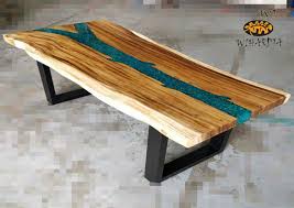 Attach the 2.5″ x 33″ strip to secure the table legs in place using 2.5″ wood screws (see in the diagram above). Suar Wood Dining Table Top With River Like Resin Design