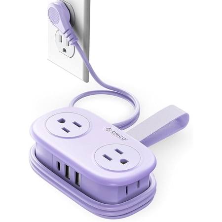 Orico 7-in-1 Travel Power Strip Cruise Ship Approved with 4 AC Outlets & 2 USB Ports