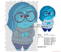 18 count, 41.35w x 39.93h cm. Sadness Disney Inside Out Free Cross Stitch Pattern Free Cross Stitch Patterns Simple Unique Alphabets Baby