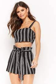 Product Name Striped Paperbag Waist Shorts Category Bottoms Price 15 9 Fashion Design Clothes Casual Summer Dresses Striped Crop Top