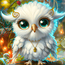 Cute Adorable 8K White Owl Airbrushed Cartoon Character Fractal · Creative  Fabrica