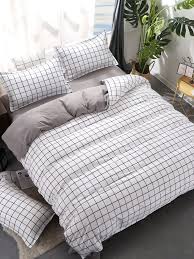 1 5m 4pcs Grid Duvet Cover Setfor Women Romwe Bed Linens Luxury Aesthetic Bedroom Bedroom Design