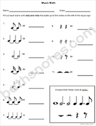 Music Math Worksheets Assessments Beth S Notes