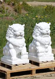 Chinese brass copper animal feng shui foo dog lion town house statue pair. Preorder Pair Of White Marble Foo Dogs Sculptures 31 129wm12 Hindu Gods Buddha Statues