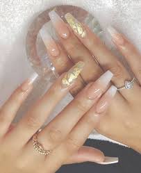 70 Attractive Acrylic Coffin Nails To Try This Fall In 2020 Long Nails Gorgeous Nails Gold Nails