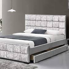 Livable, lasting quality · timeless, classic style · reliable value Cherry Tree Furniture 4 Drawers Crushed Velvet Upholstered Storage Bed Frame Bedstead 4ft6 Double W Drawers Silver Shop Designer Home Furnishings